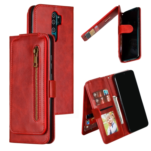 

For Xiaomi Redmi Note 8 Pro Nine Card Zipper Bag Horizontal Flip Leather Case With Holder & Card Slots & Frame(Red)