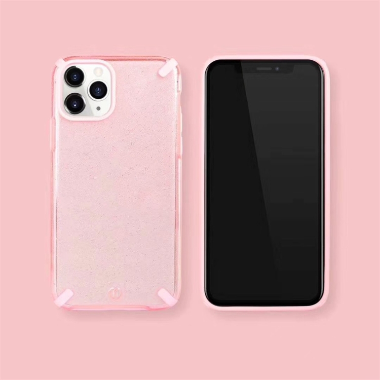 

For iPhone 11 Pro Max Glitter Powder Colorful Edge Shockproof Protective Case(Pink)
