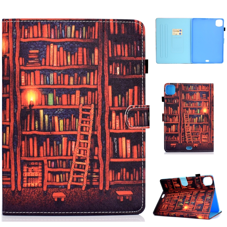 

For iPad Pro 11 2020 Sewing Thread TPU Left and Right Flat Leather Case with Sleep Function & Card Slot & Buckle Anti-skid Strip and Pen Cover(Bookshelf)