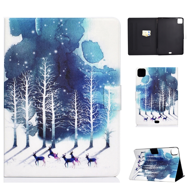 

For iPad Pro 11 2020 Electric Pressed TPU Left and Right Open Flat Leather Case with Sleep Function & Card Buckle Anti-skid Strip(Purple Fawn)