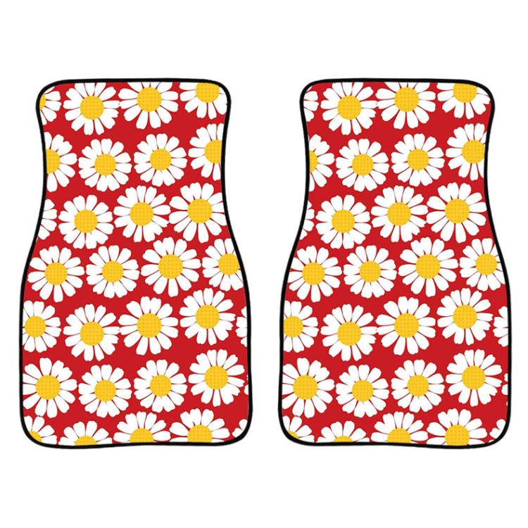 

2 in 1 Universal Printing Auto Car Floor Mats Set, Style:Red-White Flowers