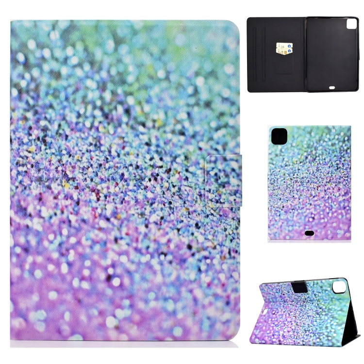 

For iPad Pro 11 2020 Electric Pressed TPU Left and Right Open Flat Leather Case with Sleep Function & Card Buckle Anti-skid Strip(Sand)