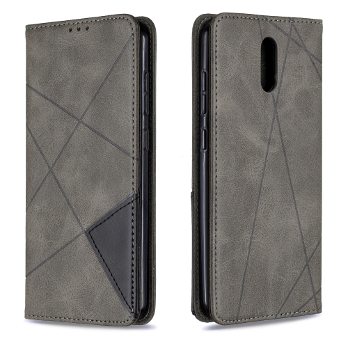 

For Nokia 2.3 Rhombus Texture Horizontal Flip Magnetic Leather Case with Holder & Card Slots & Wallet(Grey)