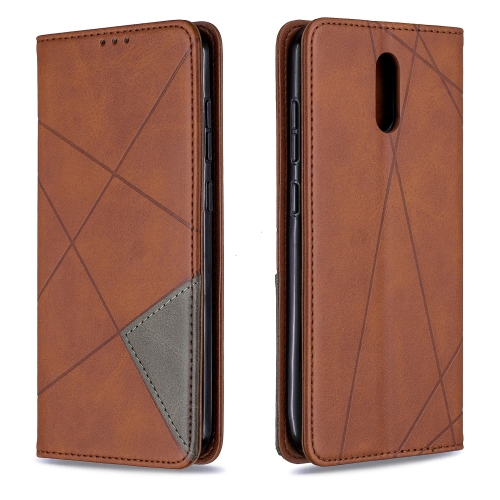 

For Nokia 2.3 Rhombus Texture Horizontal Flip Magnetic Leather Case with Holder & Card Slots & Wallet(Brown)