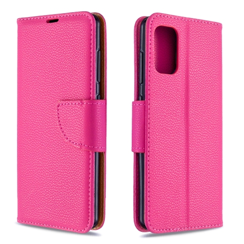 

For Galaxy A41 Pure Color Horizontal Flip PU Leather Case with Holder & Card Slots & Wallet & Lanyard(Rose Red)