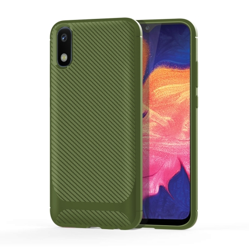 

For Galaxy A10e Carbon Fiber Texture Shockproof TPU Protective Case(Green)