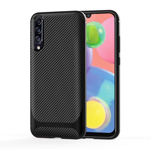 

For Galaxy A70s Carbon Fiber Texture Shockproof TPU Protective Case(Black)