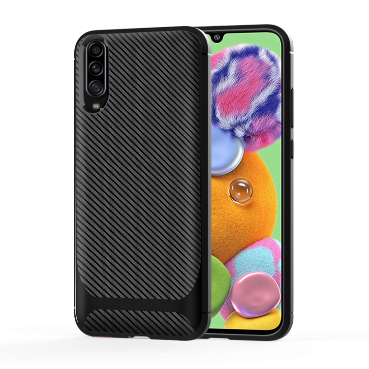 

For Galaxy A90 5G Carbon Fiber Texture Shockproof TPU Protective Case(Black)