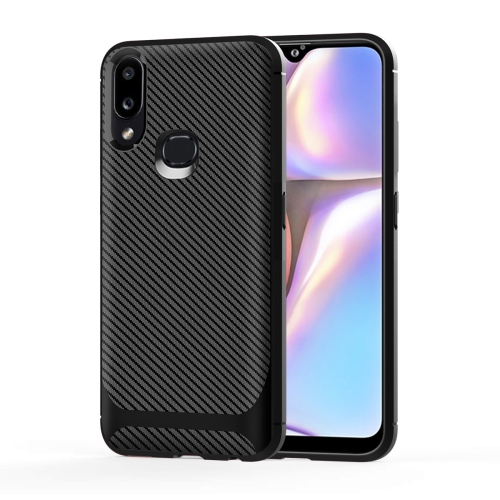

For Galaxy M20 Carbon Fiber Texture Shockproof TPU Protective Case(Black)