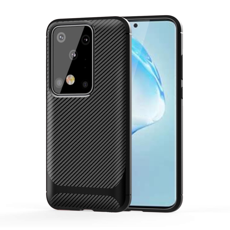 

For Galaxy S20 Ultra Carbon Fiber Texture Shockproof TPU Protective Case(Black)