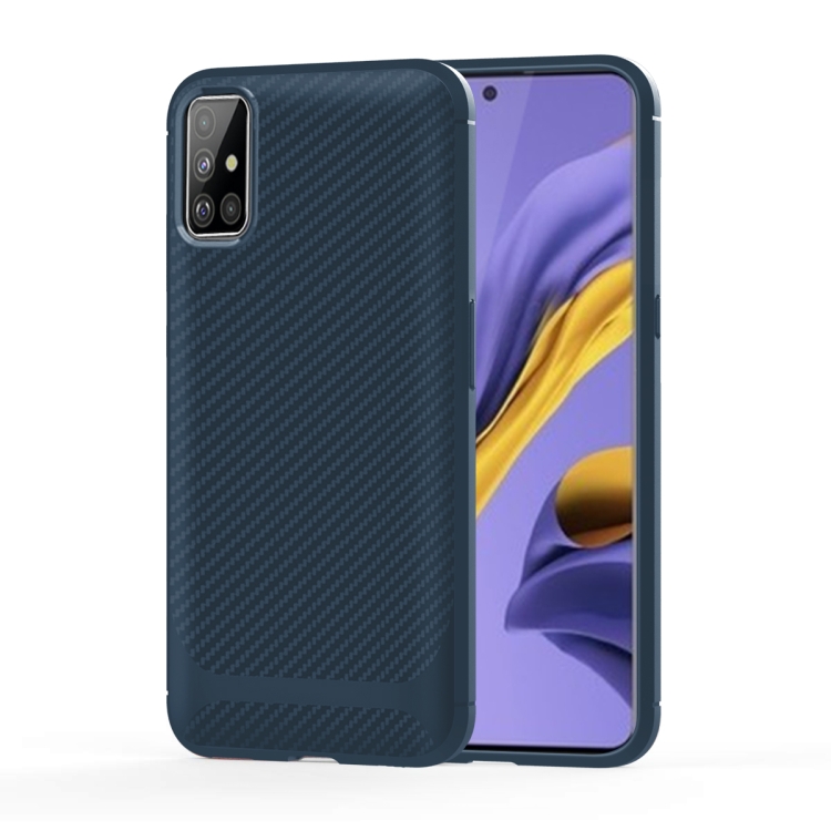 

For Galaxy M40s Carbon Fiber Texture Shockproof TPU Protective Case(Blue)