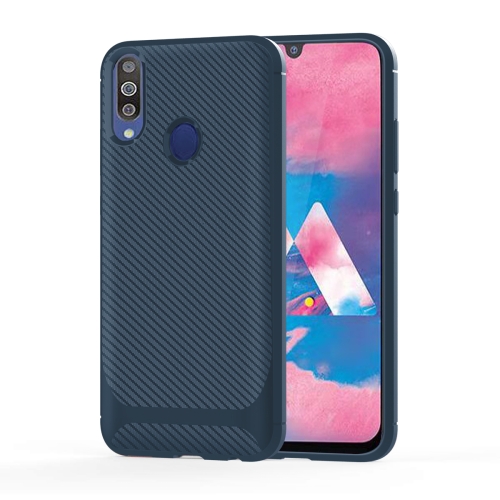 

For Galaxy M30 / A40s Carbon Fiber Texture Shockproof TPU Protective Case(Blue)