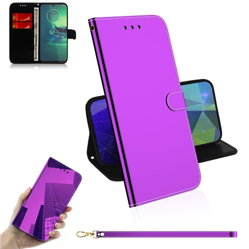 

For Motorola Moto G8 Plus Mirror-like Magnetic Attraction Horizontal Flip Leather Case with Lanyard, Support Holder & Card Slot & Wallet(Purple)