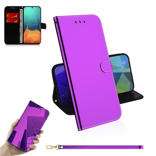 

For Galaxy A71 Mirror-like Magnetic Attraction Horizontal Flip Leather Case with Lanyard, Support Holder & Card Slot & Wallet(Purple)