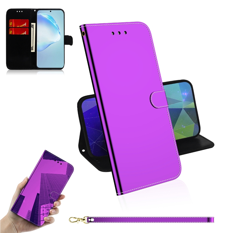 

For Galaxy S20 Ultra Mirror-like Magnetic Attraction Horizontal Flip Leather Case with Lanyard, Support Holder & Card Slot & Wallet(Purple)