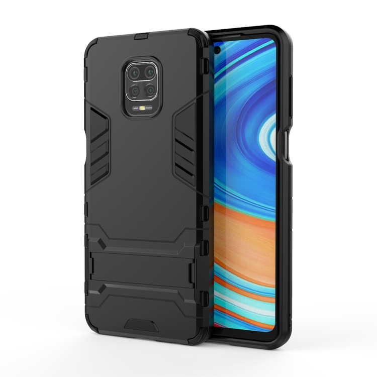 

For Xiaomi Redmi Note 9S PC + TPU Shockproof Protective Case with Holder(Black)