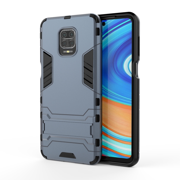 

For Xiaomi Redmi Note 9S PC + TPU Shockproof Protective Case with Holder(Navy Blue)