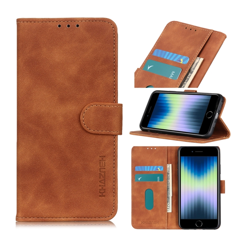 

For iPhone SE 2020 Retro Texture PU + TPU Horizontal Flip Leather Case with Holder & Card Slots & Wallet(Brown)