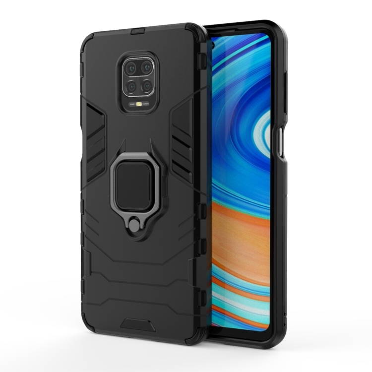 

For Xiaomi Redmi Note 9S PC + TPU Anti-fall Protective Shell With Magnetic Ring Bracket(Black)