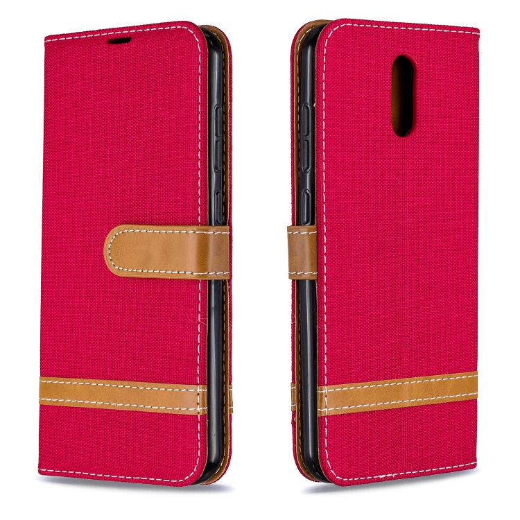 

For Nokia 2.3 Color Matching Denim Texture Horizontal Flip Leather Case with Holder & Card Slots & Wallet & Lanyard(Red)