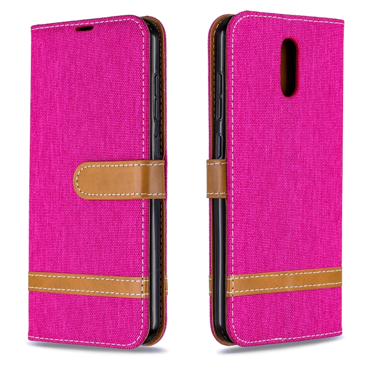 

For Nokia 2.3 Color Matching Denim Texture Horizontal Flip Leather Case with Holder & Card Slots & Wallet & Lanyard(Rose Red)