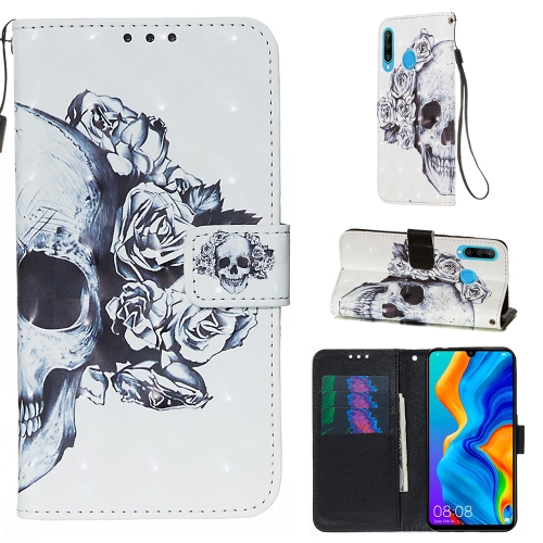 

For Huawei P30 Lite 3D Painting Horizontal Flip Leather Case with Holder & Card Slot & Wallet & Lanyard(Skull)