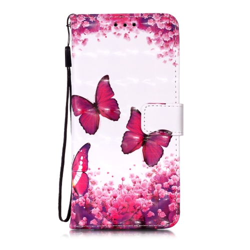 

For Huawei P40 Lite 3D Painting Horizontal Flip Leather Case with Holder & Card Slot & Wallet & Lanyard(Rose Butterfly)