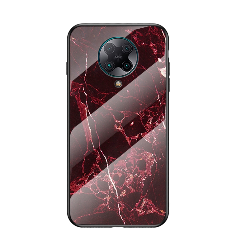 

For Xiaomi Redmi K30 Pro Marble Pattern Glass + TPU Protective Case(Blood Red)