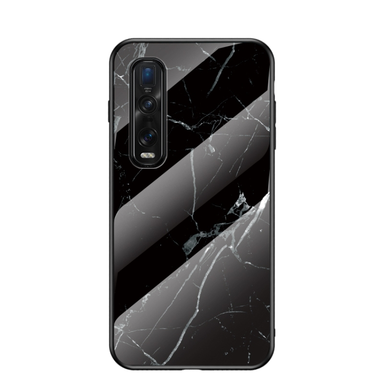 

For OPPO Find X2 Pro Marble Pattern Glass + TPU Protective Case(Black)