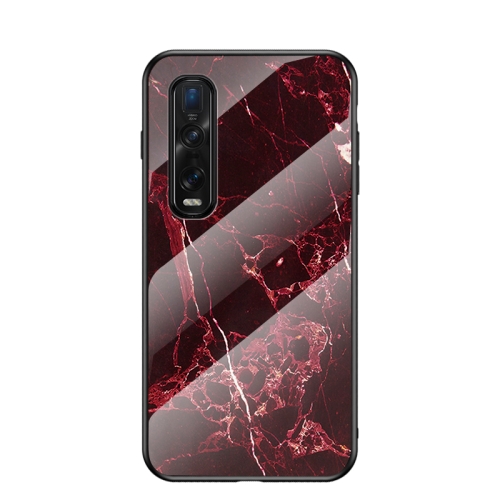 

For OPPO Find X2 Pro Marble Pattern Glass + TPU Protective Case(Blood Red)