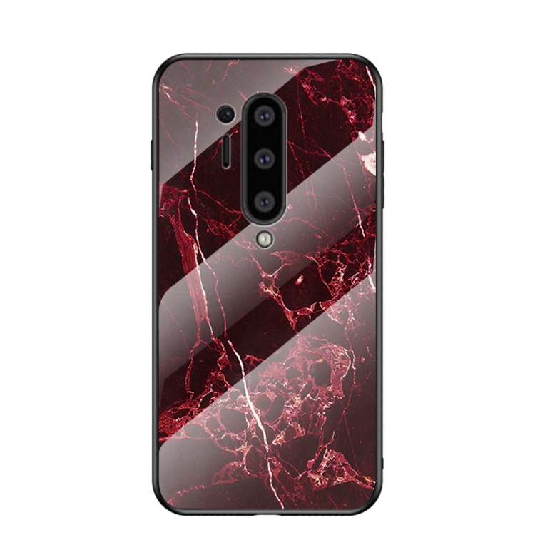 

For OnePlus 8 Pro Marble Pattern Glass + TPU Protective Case(Blood Red)