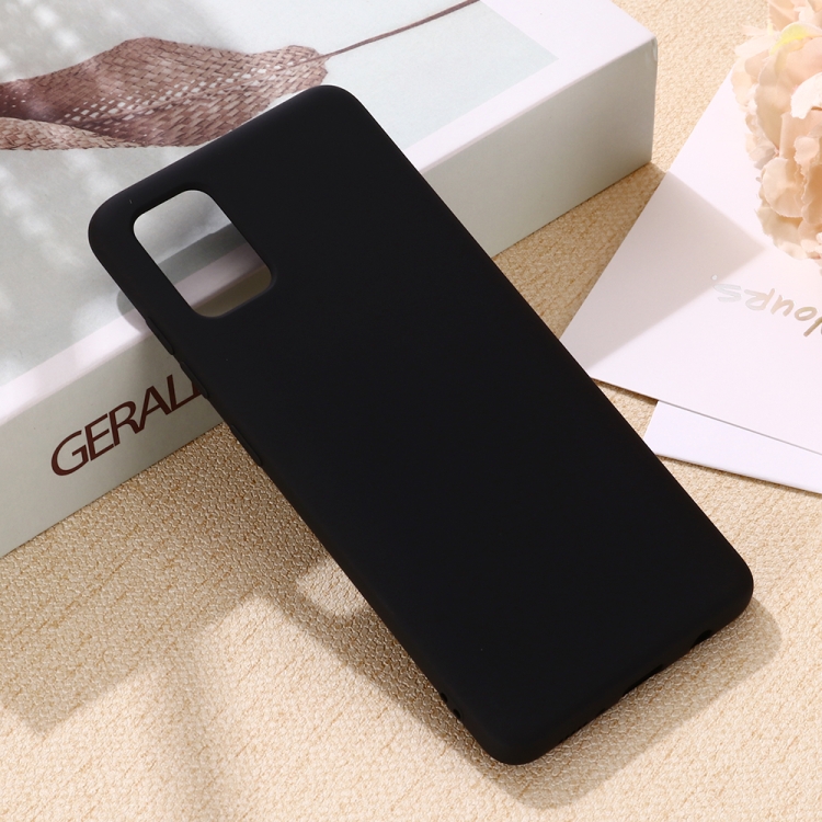 

For Galaxy A41 Solid Color Liquid Silicone Anti-fall Full Coverage Mobile Phone Protective Case(Black)