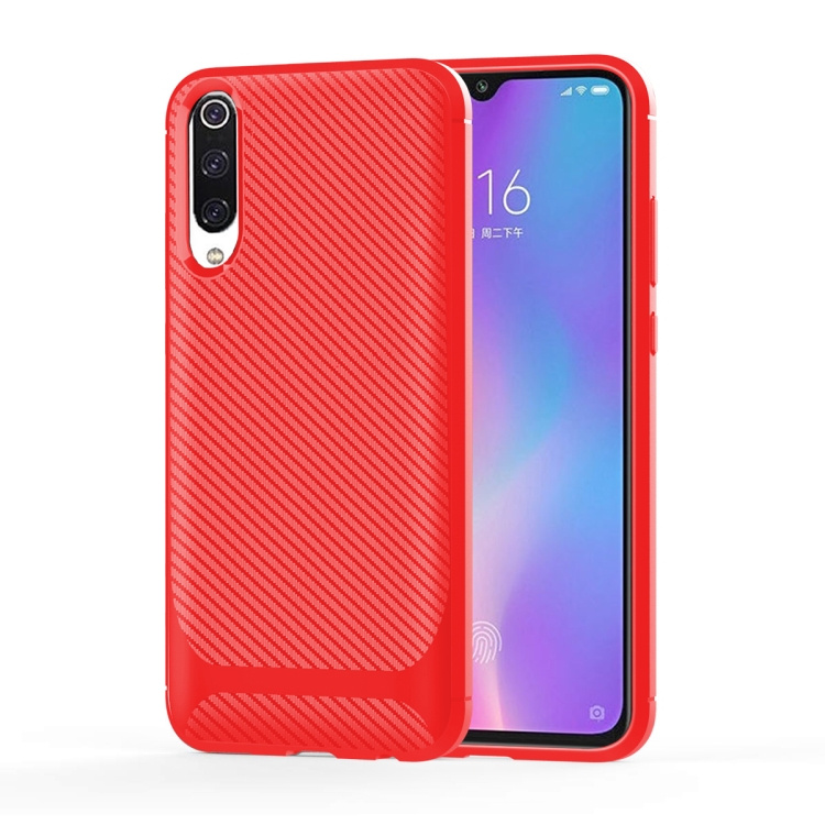 

For Xiaomi Mi 9 Lite Carbon Fiber Texture Shockproof TPU Protective Case(Red)