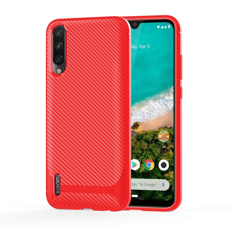 

For Xiaomi Mi A3 Carbon Fiber Texture Shockproof TPU Protective Case(Red)
