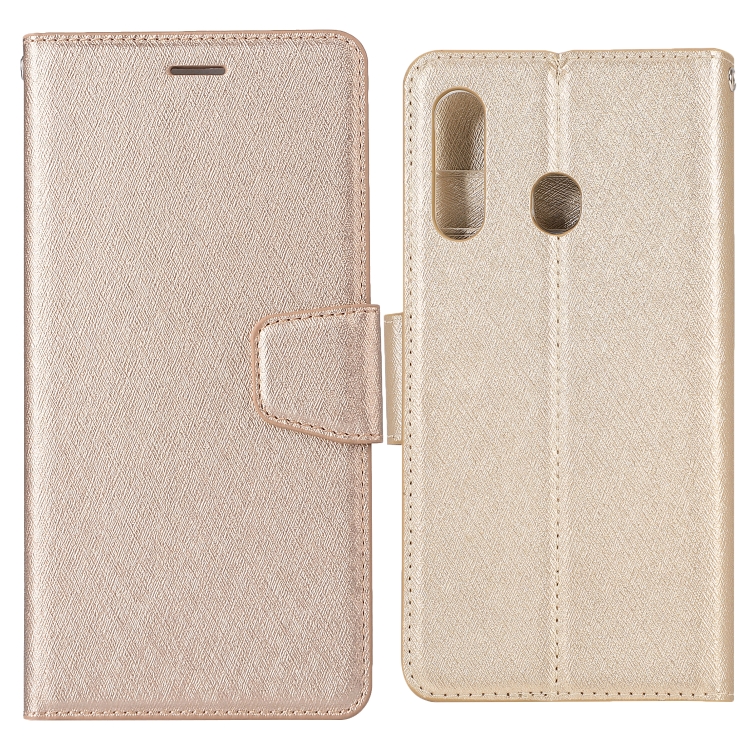 

For OPPO A8 / A31 Silk Texture Horizontal Flip Leather Case with Holder & Card Slots & Wallet & Photo Frame(Gold)