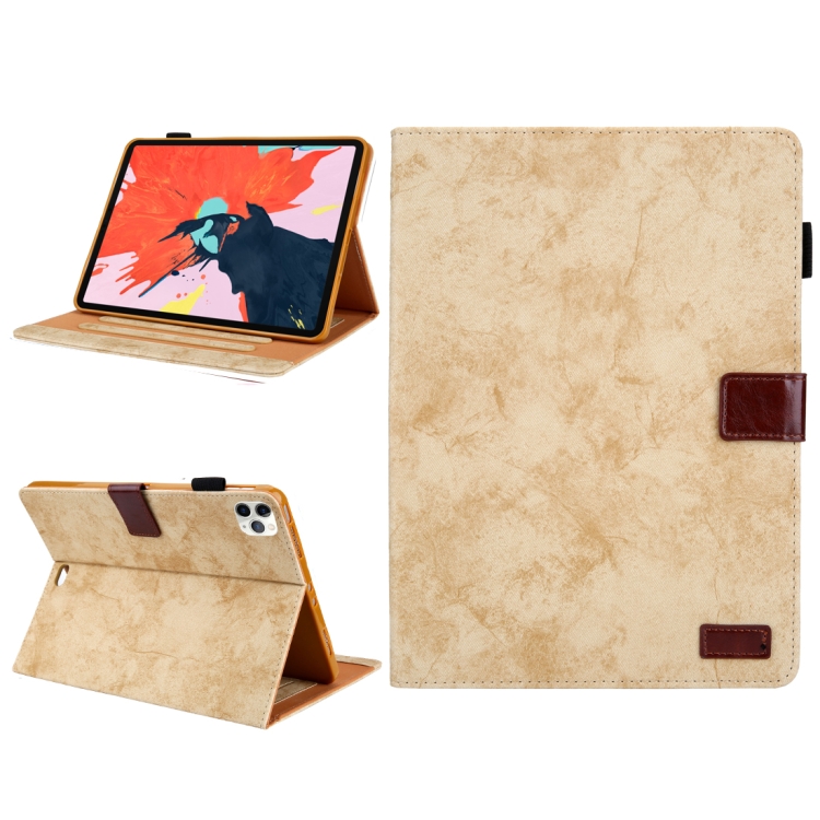 

For iPad Pro 11 (2020) & (2018) Marble Style Cloth Texture Tablet PC Protective Leather Case with Bracket & Card Slot & Photo Holder(Yellow)