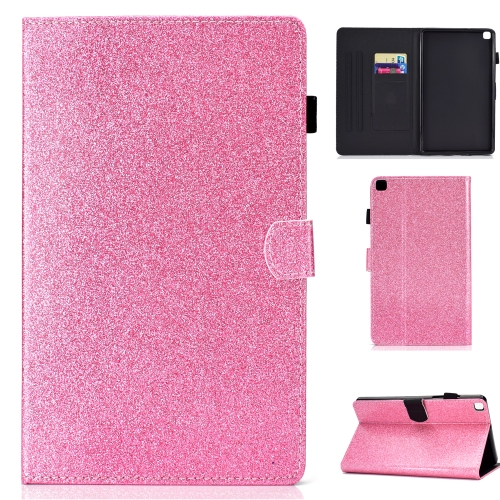 

Glitter Left and Right Flat Leather Case with Pen Cover & Card Slot & Buckle Anti-skid Strip and Bracket(Pink)