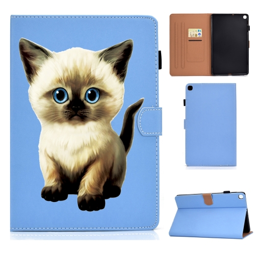 

Pure Color Painting Left and Right Flat Leather Case with Pen Cover & Card Slot & Buckle Anti-skid Strip and Bracket(Cat)