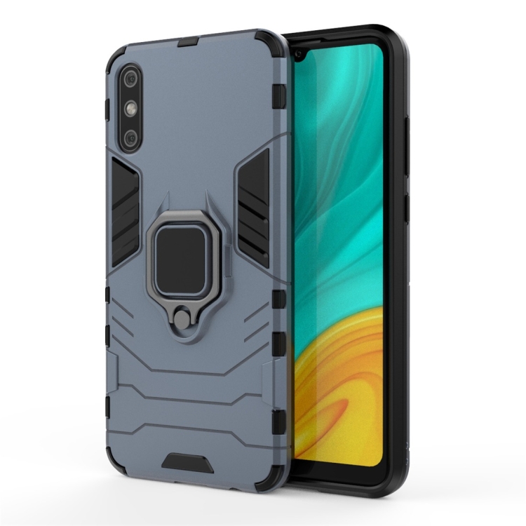 

For Huawei Enjoy 10e PC + TPU Shockproof Protective Case with Magnetic Ring Holder(Navy Blue)