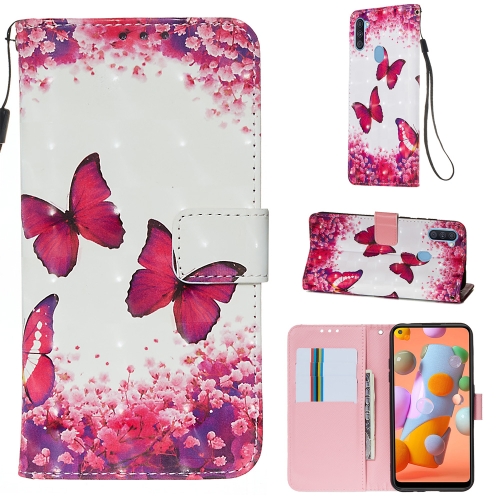 

For Galaxy M11 3D Painting Horizontal Flip Leather Case with Holder & Card Slot & Wallet & Lanyard(Rose Butterfly)