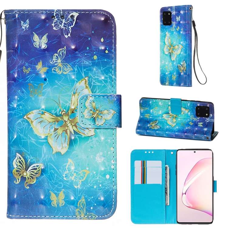 

For Galaxy A81 3D Painting Horizontal Flip Leather Case with Holder & Card Slot & Wallet & Lanyard(Golden Butterfly)