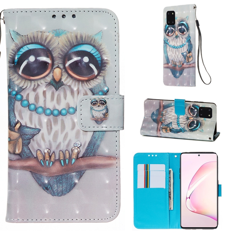 

For Galaxy Note10 Lite 3D Painting Horizontal Flip Leather Case with Holder & Card Slot & Wallet & Lanyard(Cute Owl)