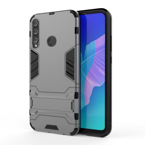 

For Huawei Y7P Shockproof PC + TPU Protective Case with Invisible Holder(Grey)