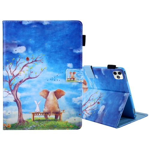 

For iPad Pro 11 (2020) & (2018) Painted Pattern Tablet PC Protective Leather Case with Bracket & Card Slot & Photo Holder(Elephant Rabbit)