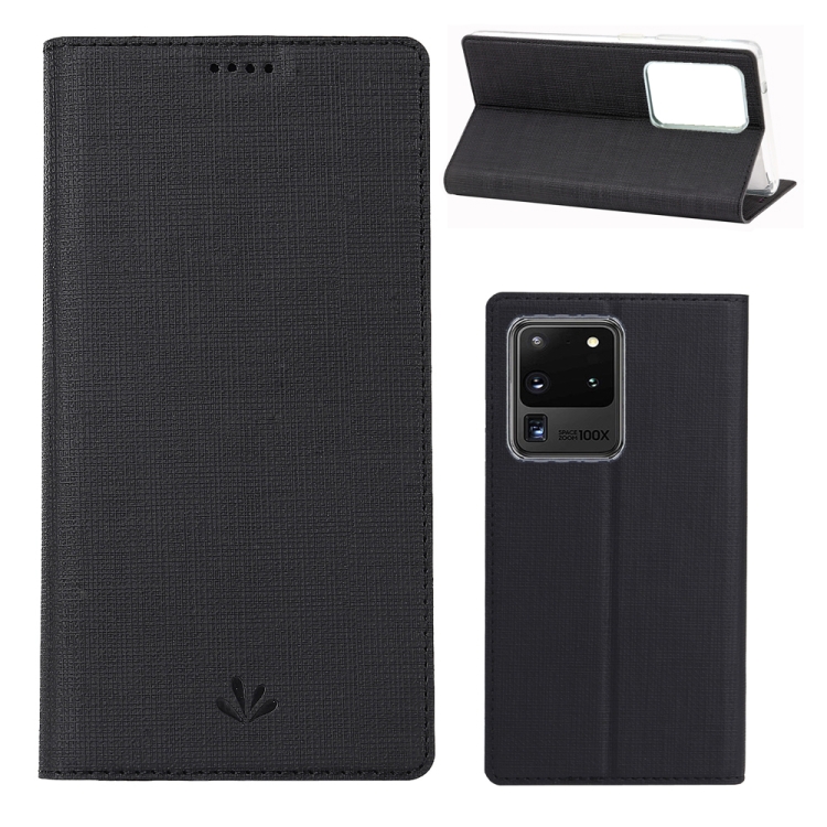 

For Galaxy S20 Ultra ViLi Shockproof TPU + PU Horizontal Flip Protective Case with Card Slot & Holder(Black)