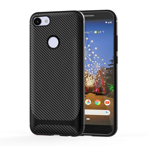 

For Google Pixel 3a XL Carbon Fiber Texture Shockproof TPU Protective Case(Black)