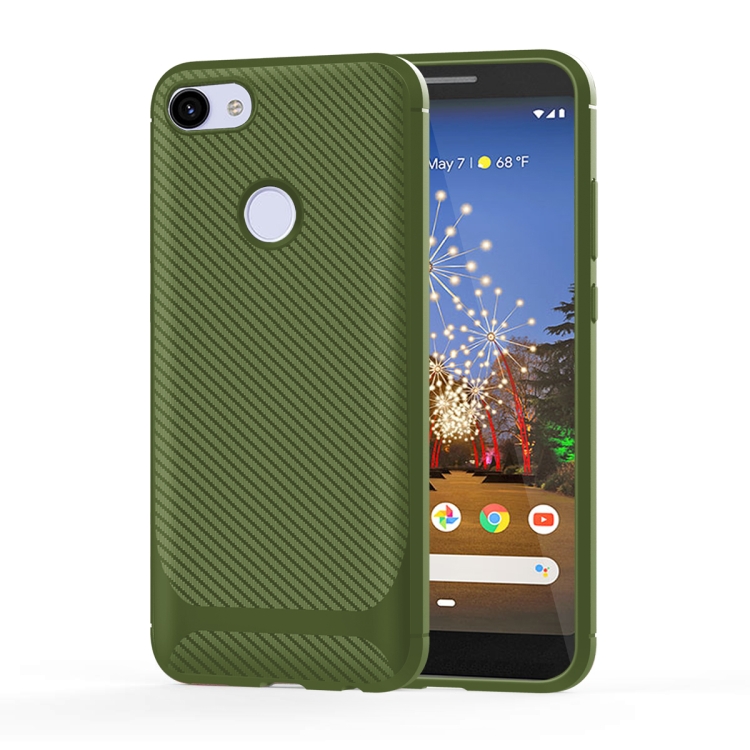 

For Google Pixel 3a XL Carbon Fiber Texture Shockproof TPU Protective Case(Green)