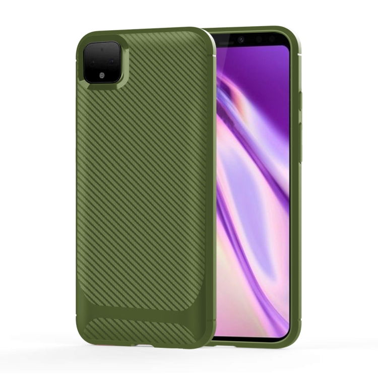 

For Google Pixel 4 Carbon Fiber Texture Shockproof TPU Protective Case(Green)