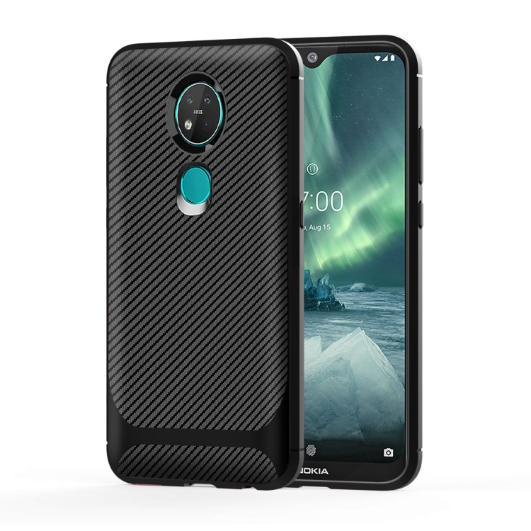 

For Nokia 7.2 / 6.2 Carbon Fiber Texture Shockproof TPU Protective Case(Black)