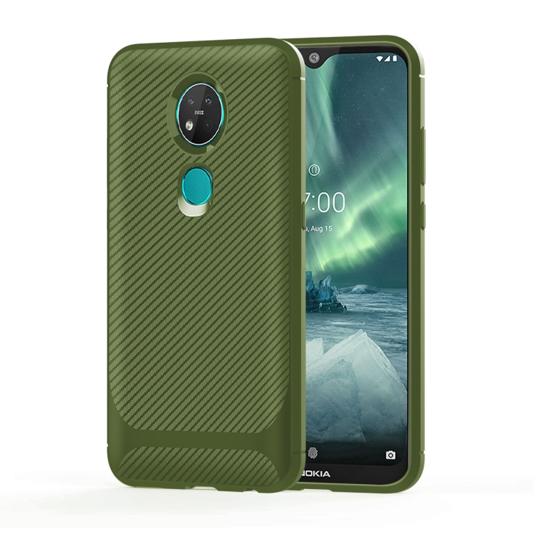 

For Nokia 7.2 / 6.2 Carbon Fiber Texture Shockproof TPU Protective Case(Green)